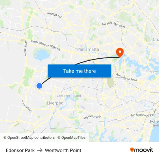 Edensor Park to Wentworth Point map