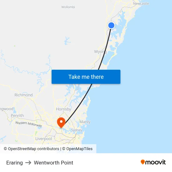Eraring to Wentworth Point map