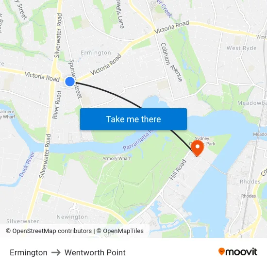 Ermington to Wentworth Point map