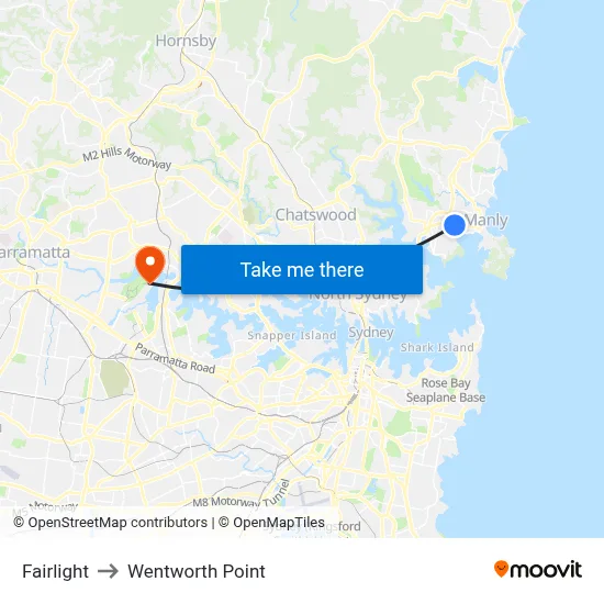 Fairlight to Wentworth Point map