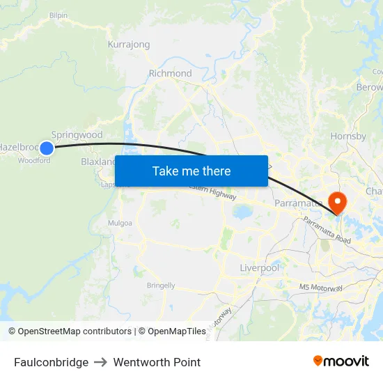 Faulconbridge to Wentworth Point map
