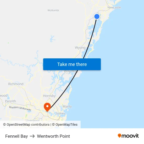 Fennell Bay to Wentworth Point map