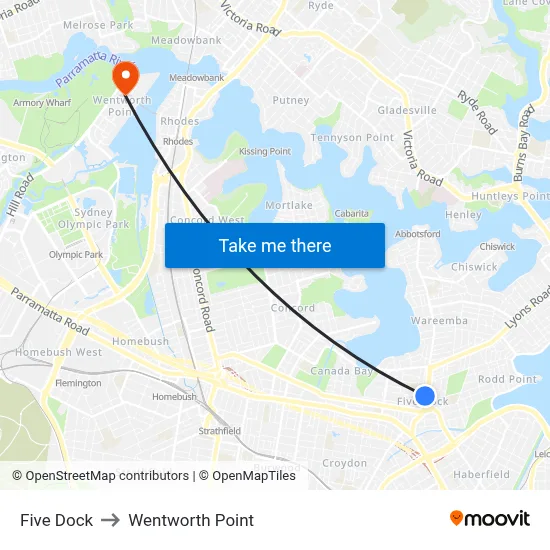 Five Dock to Wentworth Point map