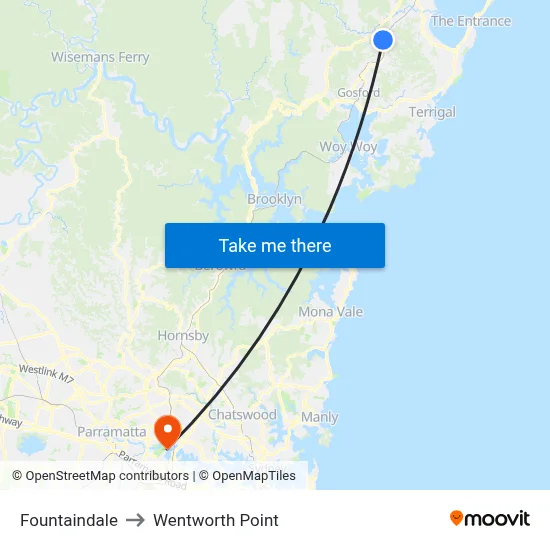 Fountaindale to Wentworth Point map