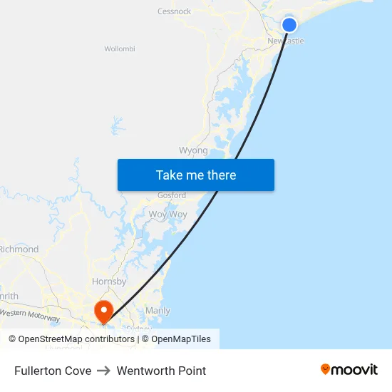 Fullerton Cove to Wentworth Point map