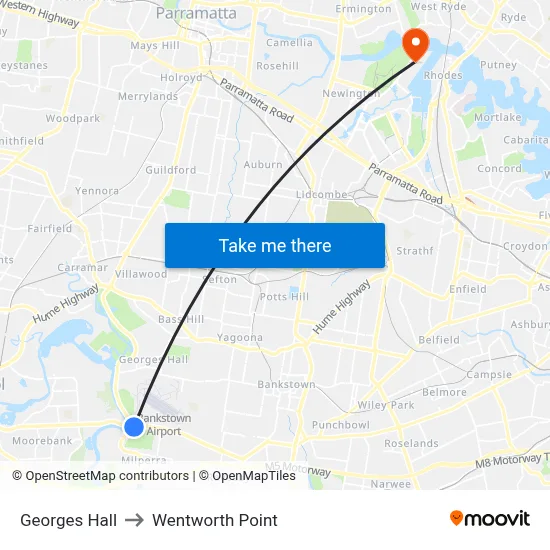 Georges Hall to Wentworth Point map