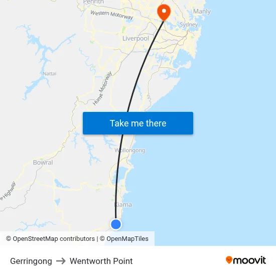 Gerringong to Wentworth Point map