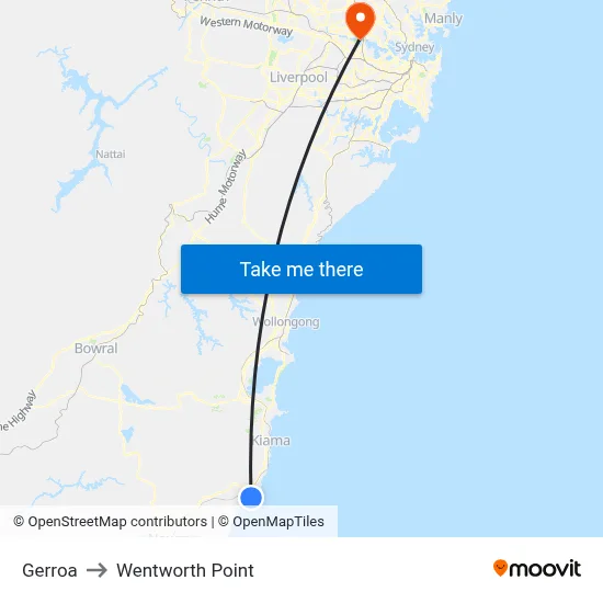 Gerroa to Wentworth Point map