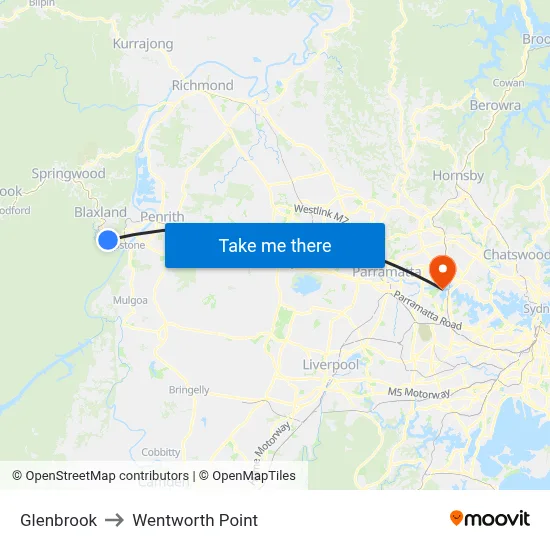 Glenbrook to Wentworth Point map