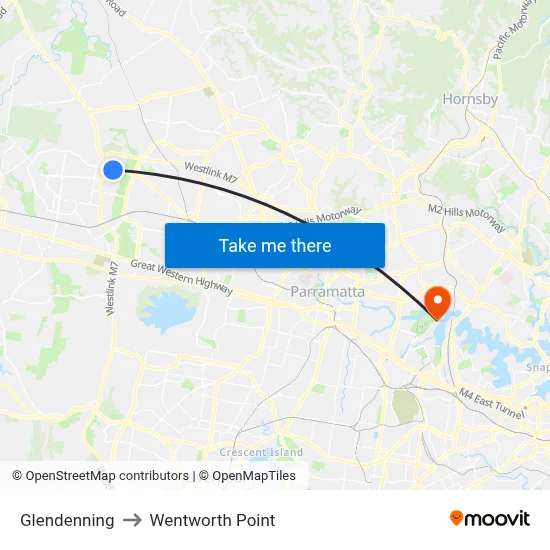 Glendenning to Wentworth Point map