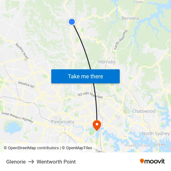 Glenorie to Wentworth Point map