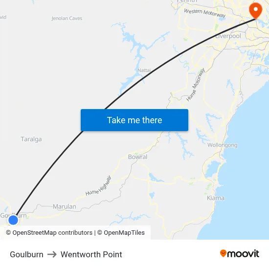 Goulburn to Wentworth Point map