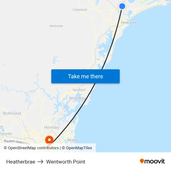 Heatherbrae to Wentworth Point map