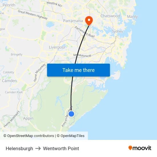 Helensburgh to Wentworth Point map