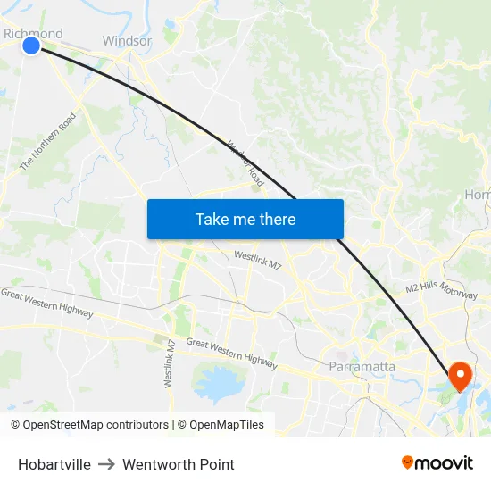 Hobartville to Wentworth Point map