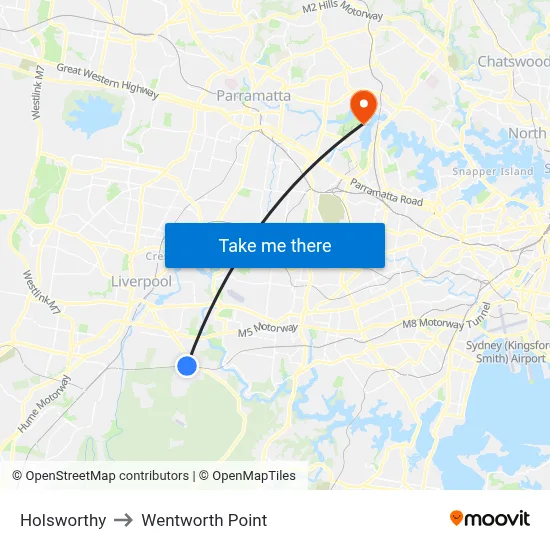 Holsworthy to Wentworth Point map