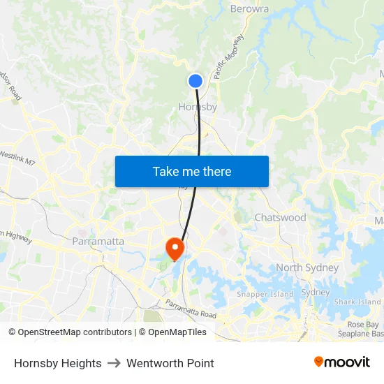 Hornsby Heights to Wentworth Point map