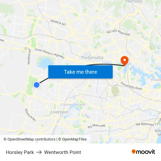 Horsley Park to Wentworth Point map