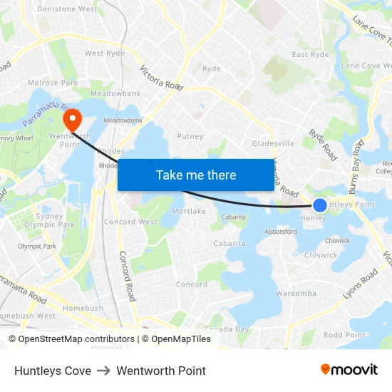 Huntleys Cove to Wentworth Point map