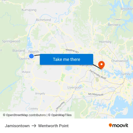 Jamisontown to Wentworth Point map