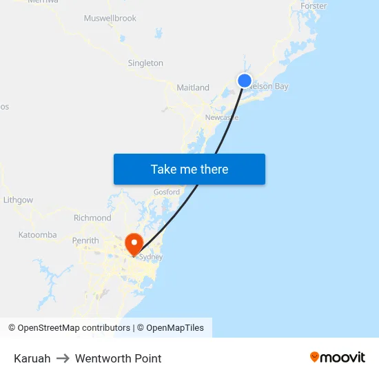Karuah to Wentworth Point map