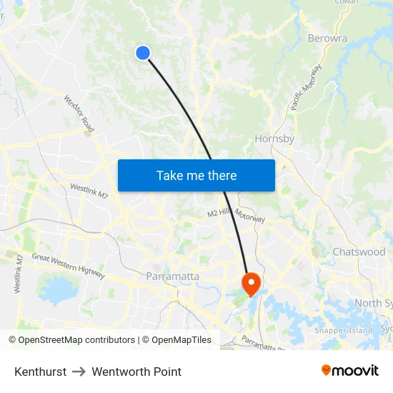 Kenthurst to Wentworth Point map