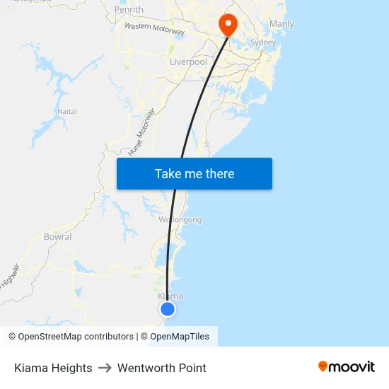 Kiama Heights to Wentworth Point map