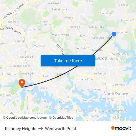 Killarney Heights to Wentworth Point map
