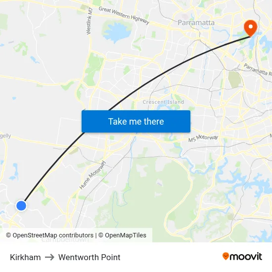 Kirkham to Wentworth Point map