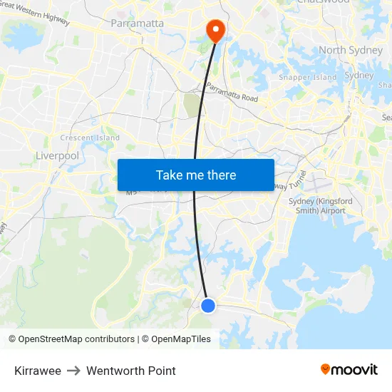 Kirrawee to Wentworth Point map