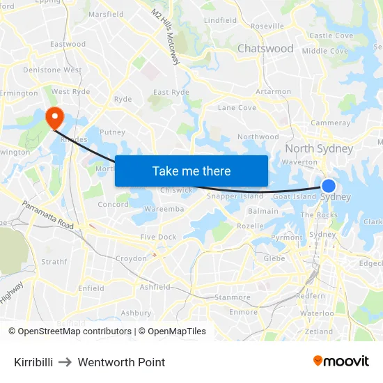 Kirribilli to Wentworth Point map