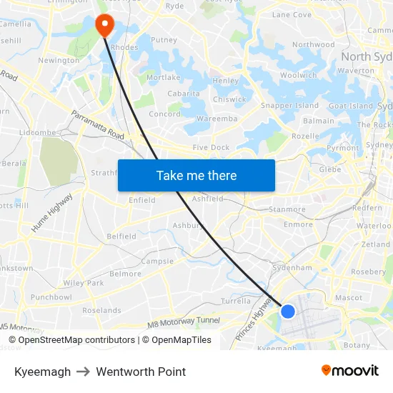 Kyeemagh to Wentworth Point map