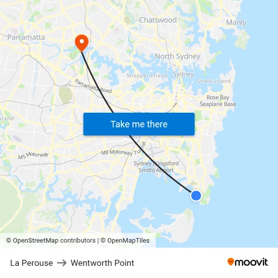 La Perouse to Wentworth Point map