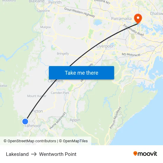 Lakesland to Wentworth Point map