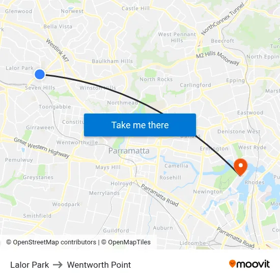 Lalor Park to Wentworth Point map