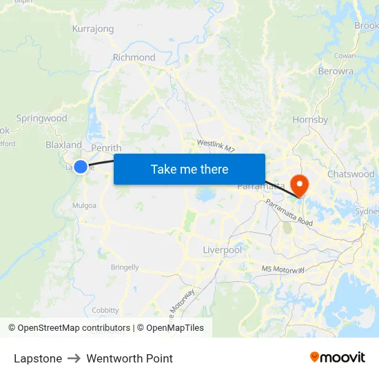Lapstone to Wentworth Point map