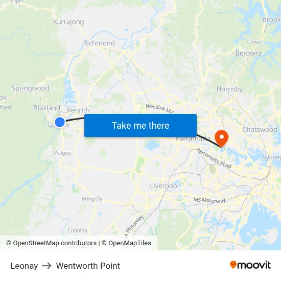 Leonay to Wentworth Point map