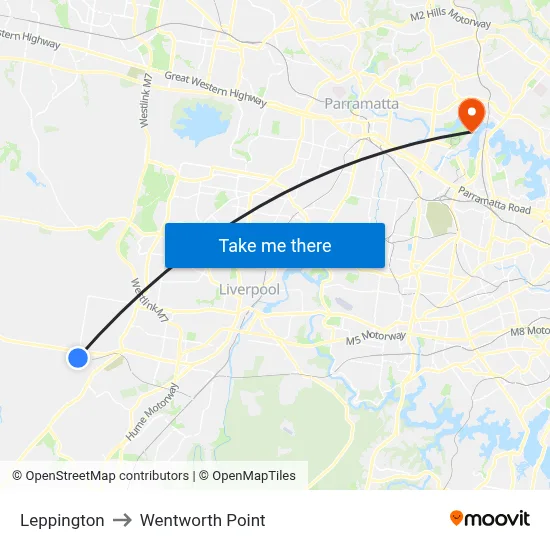 Leppington to Wentworth Point map