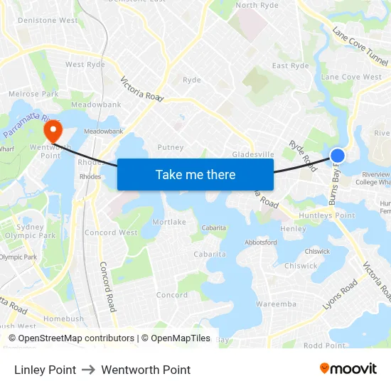 Linley Point to Wentworth Point map