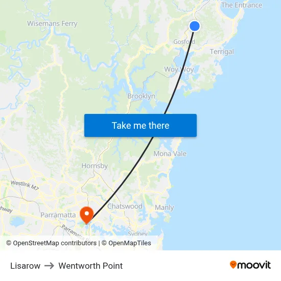 Lisarow to Wentworth Point map