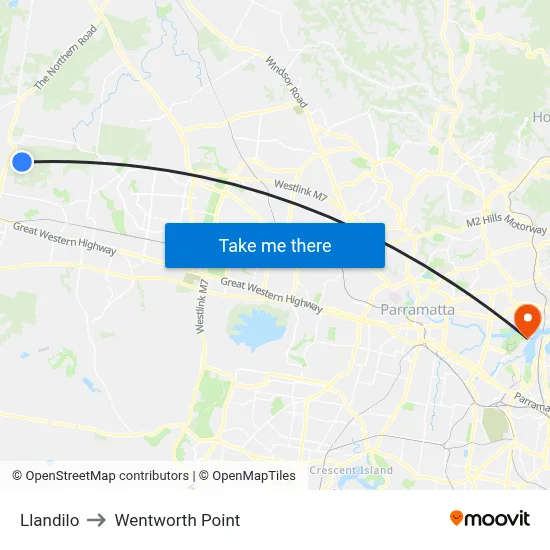 Llandilo to Wentworth Point map