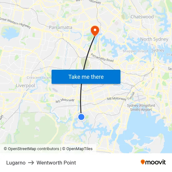 Lugarno to Wentworth Point map