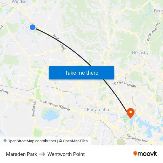 Marsden Park to Wentworth Point map