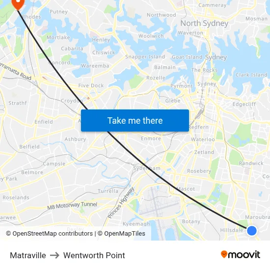 Matraville to Wentworth Point map