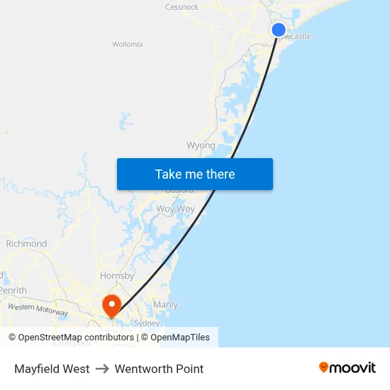 Mayfield West to Wentworth Point map