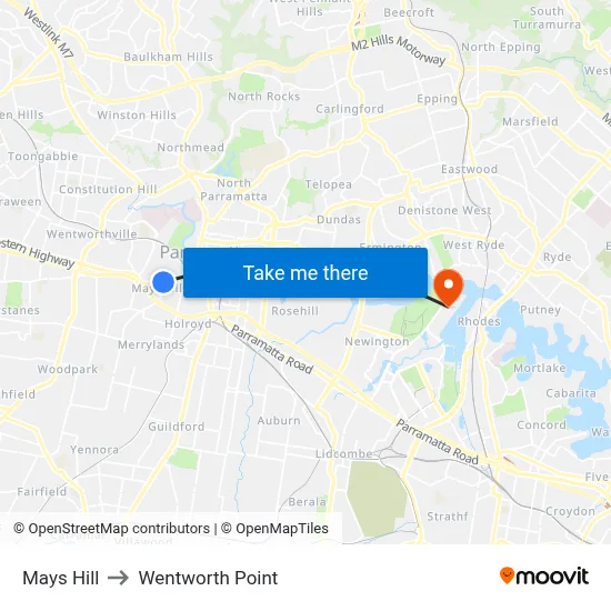 Mays Hill to Wentworth Point map