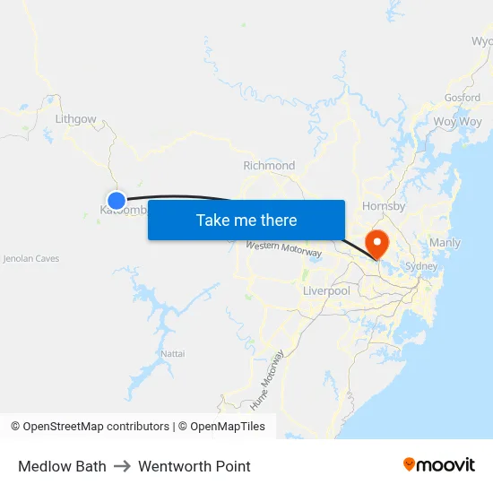 Medlow Bath to Wentworth Point map