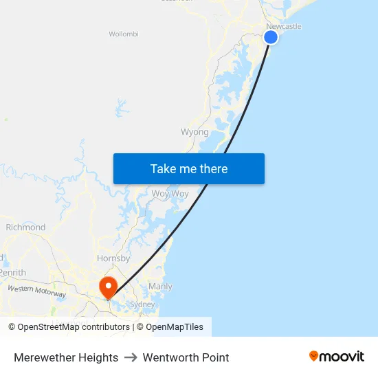 Merewether Heights to Wentworth Point map