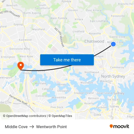 Middle Cove to Wentworth Point map