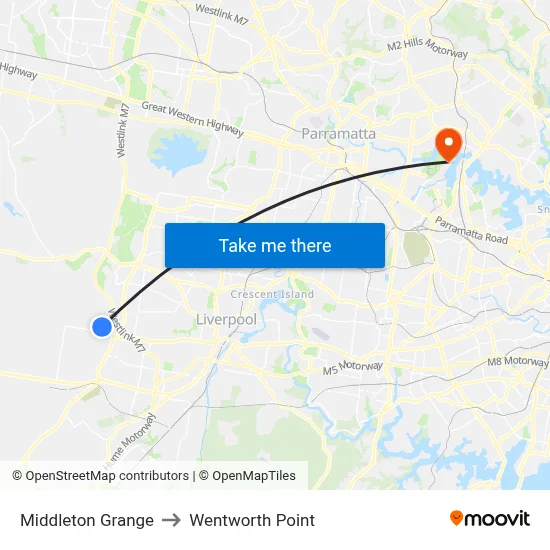 Middleton Grange to Wentworth Point map